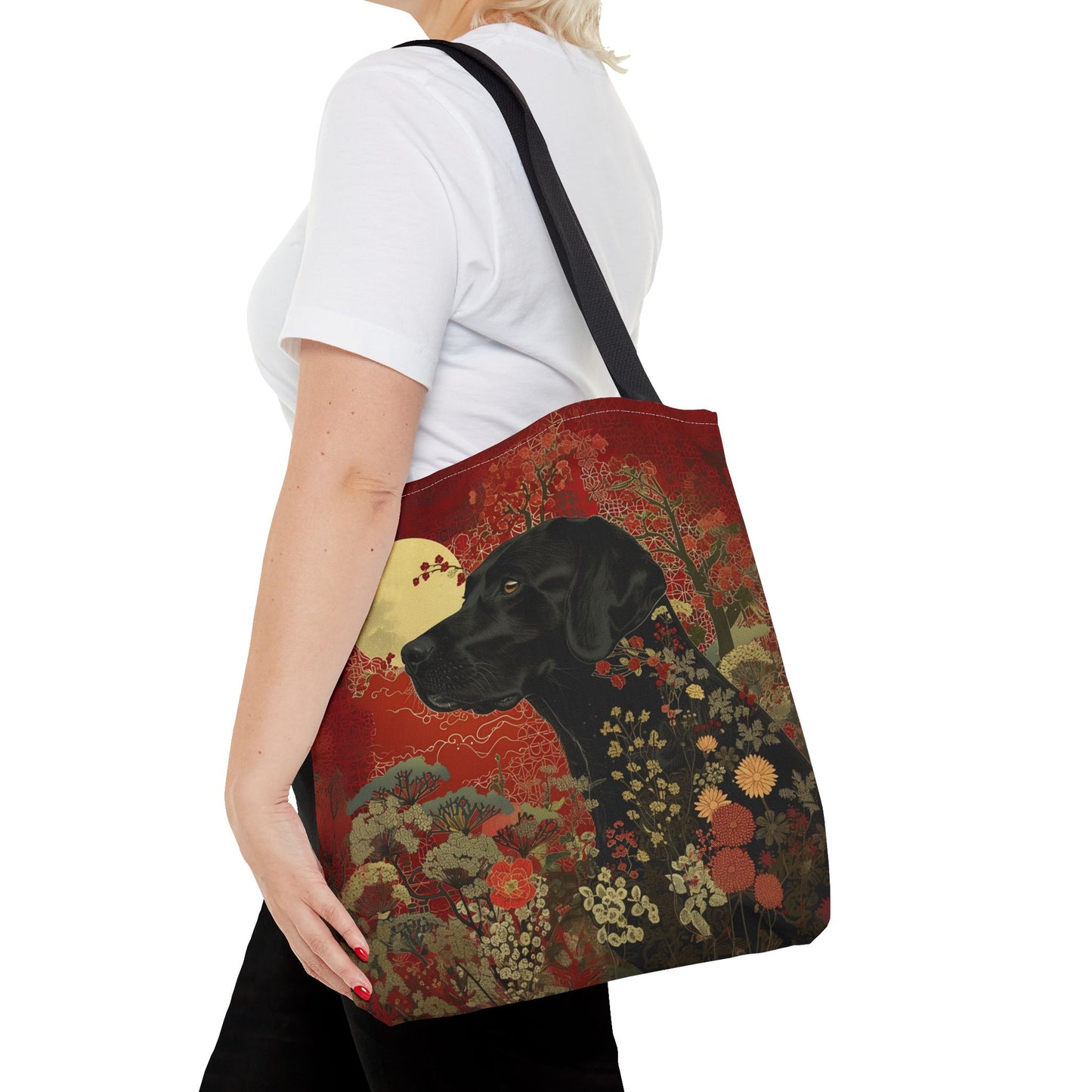 Moonlit Labrador Eco-Friendly Tote Bag - Floral Design, Dog Lover Gift