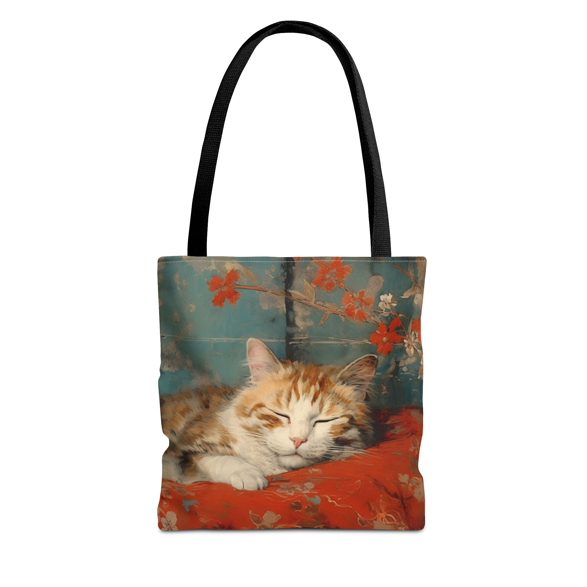 Tranquil Autumn Cat Tote Bag, Artistic Eco-Friendly Canvas for Cat Lovers