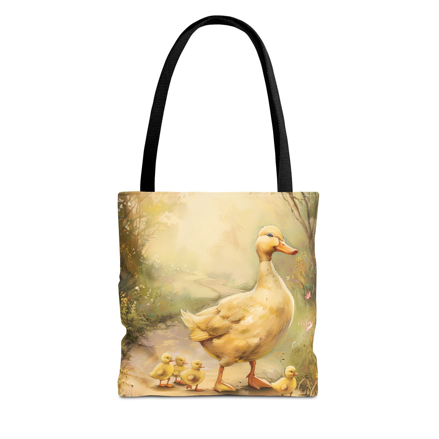 Charming Yellow Ducklings Canvas Tote Bag, Eco-Friendly Market Companion