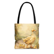 Charming Yellow Ducklings Canvas Tote Bag, Eco-Friendly Market Companion