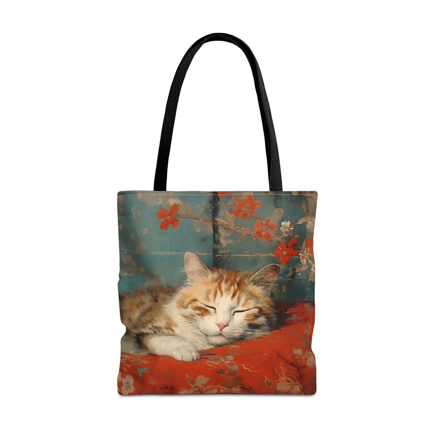 Tranquil Autumn Cat Tote Bag, Artistic Eco-Friendly Canvas for Cat Lovers