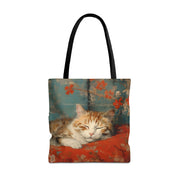 Tranquil Autumn Cat Tote Bag, Artistic Eco-Friendly Canvas for Cat Lovers