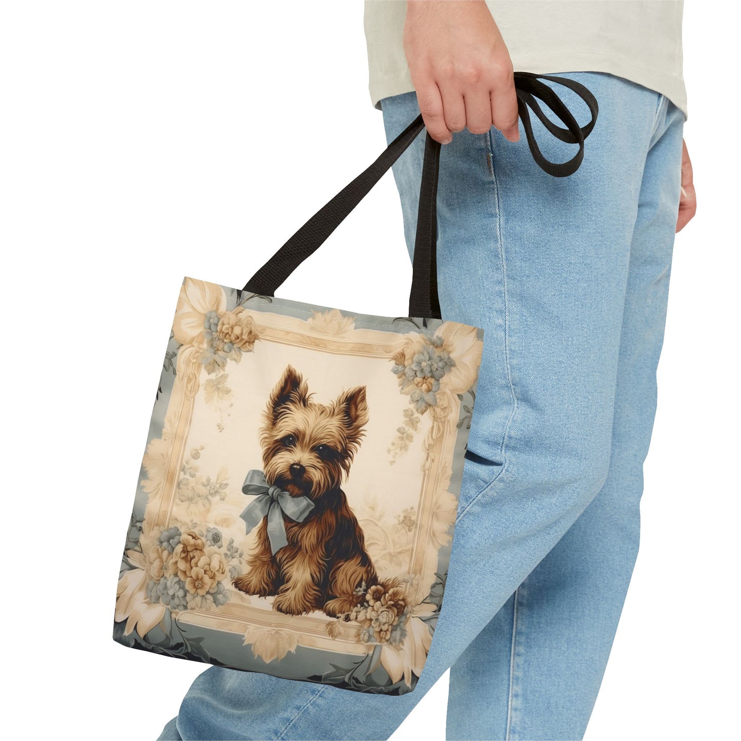 Yorkshire Terrier Elegance Tote Bag, Floral Eco-Friendly Canvas Gift