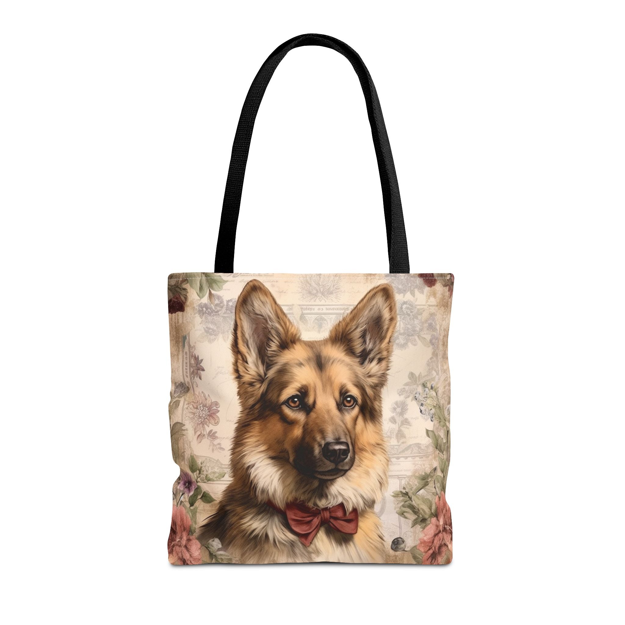 German Shepherd Floral Elegance Tote Bag – Eco-Friendly Casual Carryall