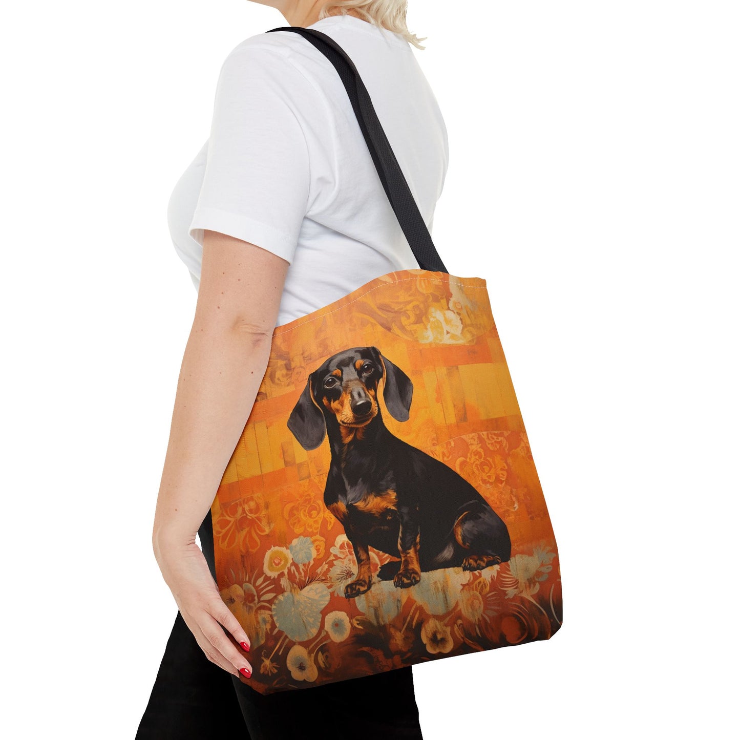 Dachshund Autumn Floral Tote Bag, Eco-Friendly Market Accessory