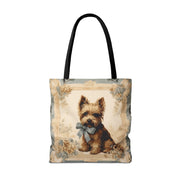 Yorkshire Terrier Elegance Tote Bag, Floral Eco-Friendly Canvas Gift