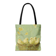 Charming Easter Chicks Spring Blossom Canvas Tote Bag