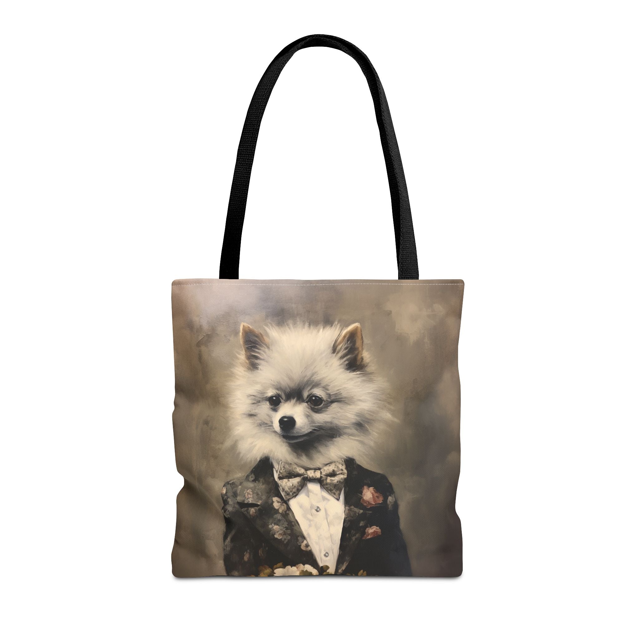 Elegant Pomeranian Portrait Tote Bag, Vintage Art Canvas for Dog Lovers