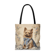 Yorkshire Terrier Tote Bag – Charming Floral Chic Canvas Companion