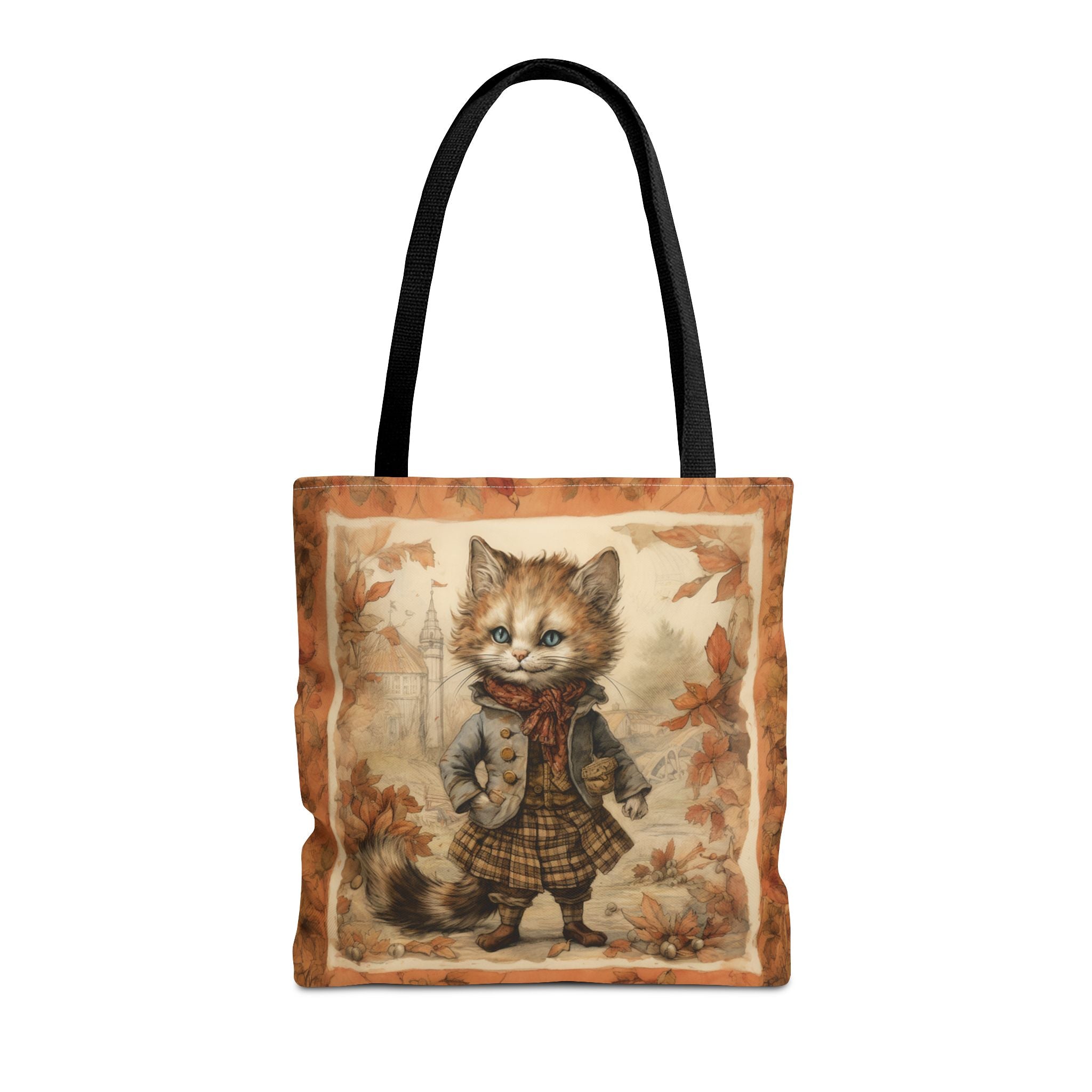 Whimsical Autumn Cat Tote Bag, Eco-Friendly and Gift-Ready