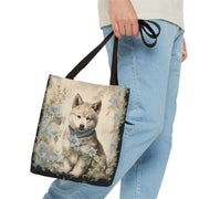 Akita Dreamscape Floral Tote Bag, Eco-Friendly Canvas for Dog Lovers