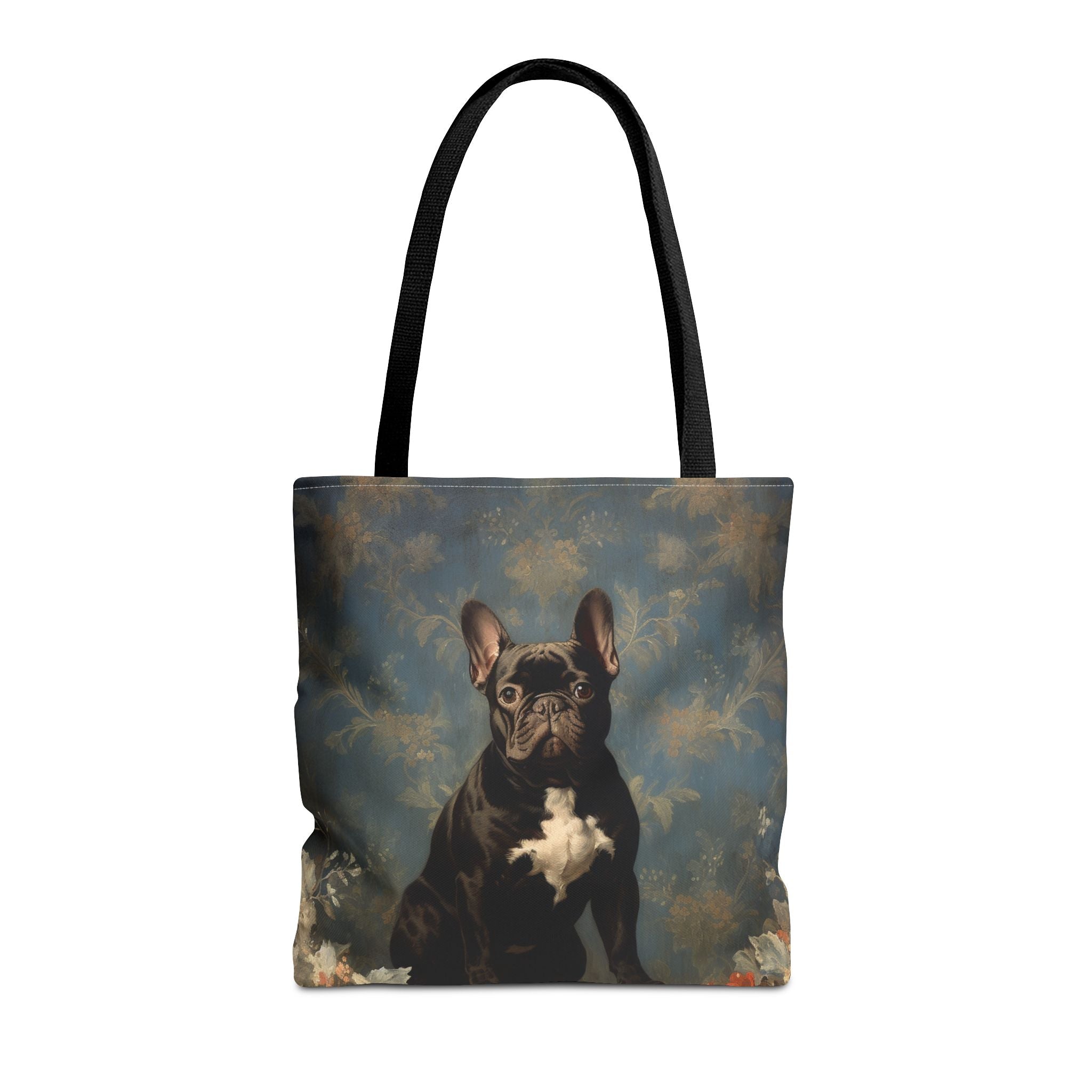 French Bulldog Regal Bloom Canvas Tote Bag, Elegant & Eco-Friendly