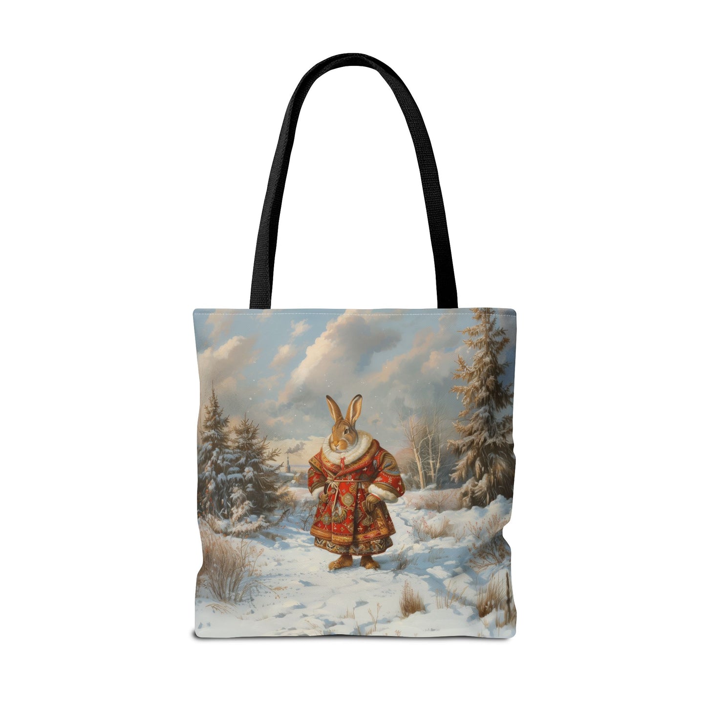 Winter Wonderland Rabbit Tote Bag, Festive Eco-Friendly Shopper