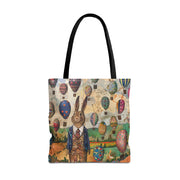 Easter Bunny and Hot Air Balloon Canvas Tote Bag - Eco-Friendly Shopping Companion