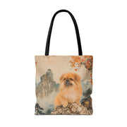 Pekingese Autumn Mountain Canvas Tote Bag, Eco-Friendly Gift for Dog Lovers