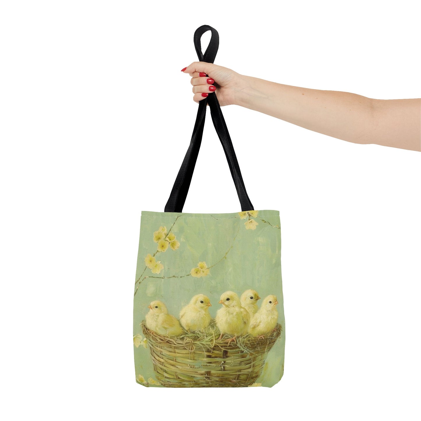 Charming Easter Chicks Spring Blossom Canvas Tote Bag