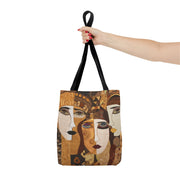 Art Deco Faces Canvas Tote Bag, Modern Cubism-Inspired Design