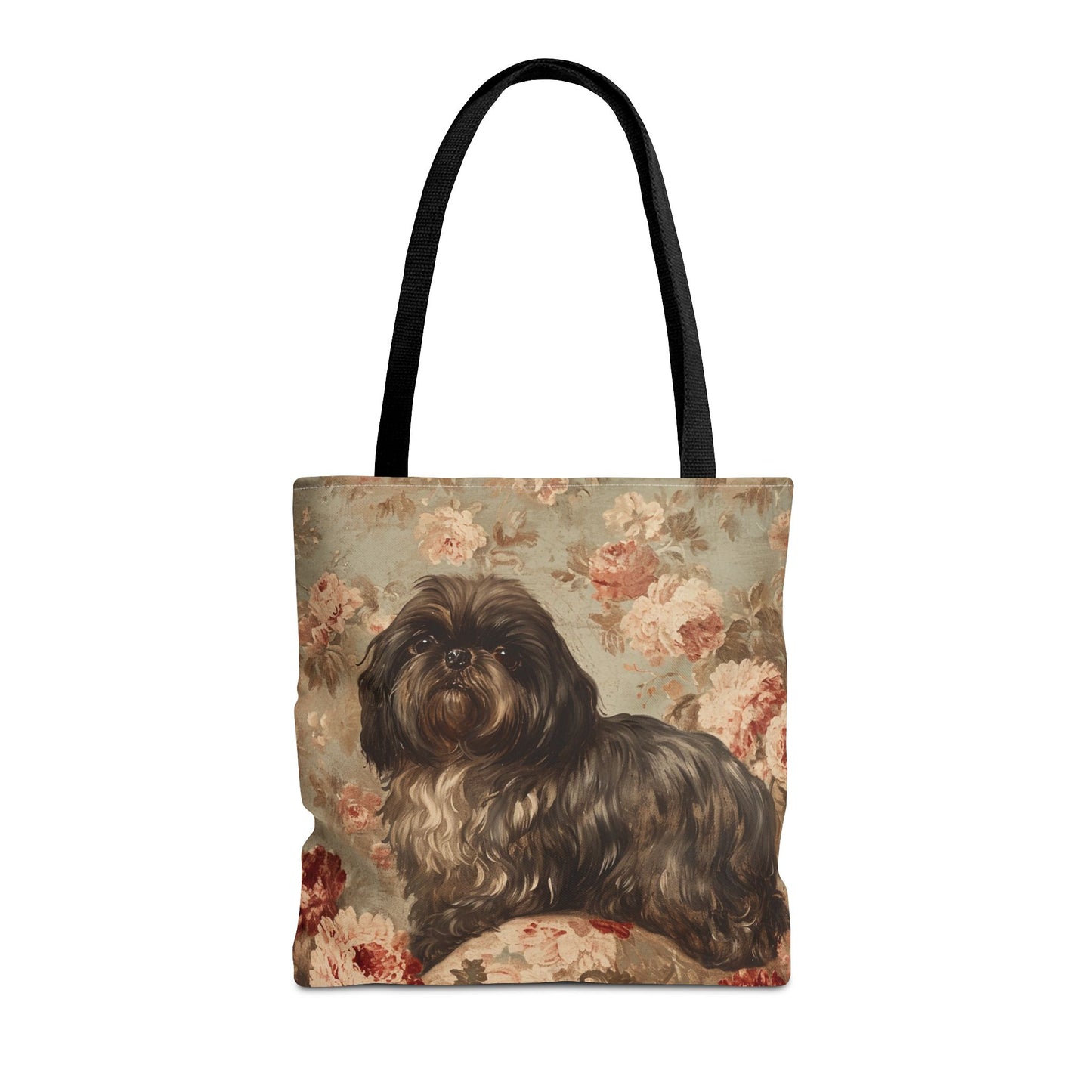 Elegant Shih Tzu Floral Canvas Tote Bag – Vintage Dog Lover Gift