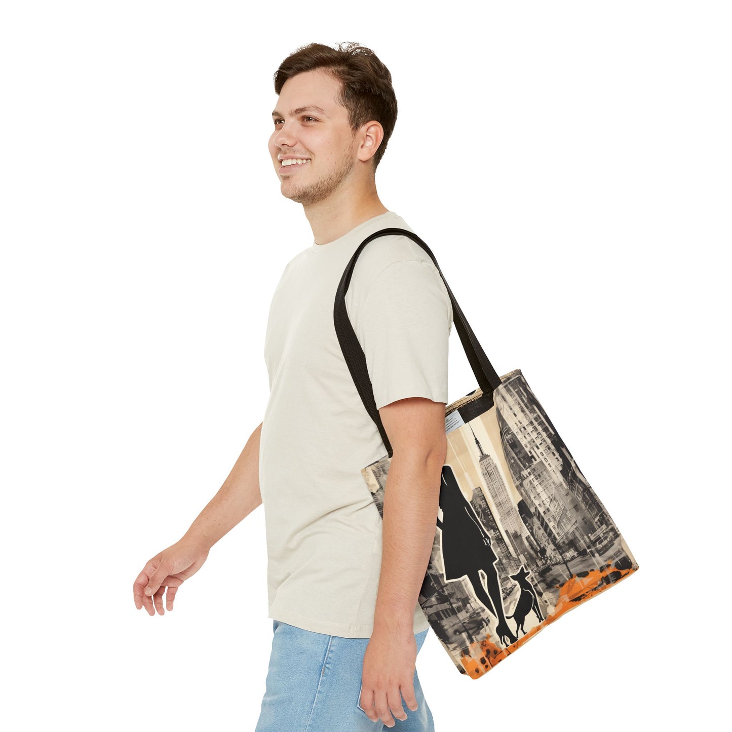 City Vibes Dog Lover Tote Bag – Modern Art Eco-Friendly Canvas