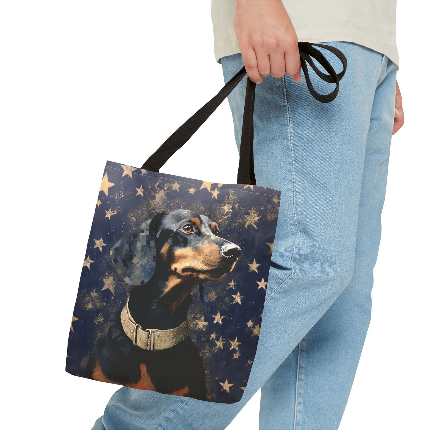 Starry Dachshund Canvas Tote Bag for Dog Lovers, Eco-Friendly Gift