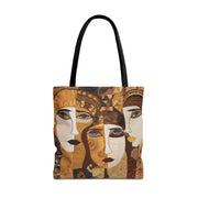 Art Deco Faces Canvas Tote Bag, Modern Cubism-Inspired Design