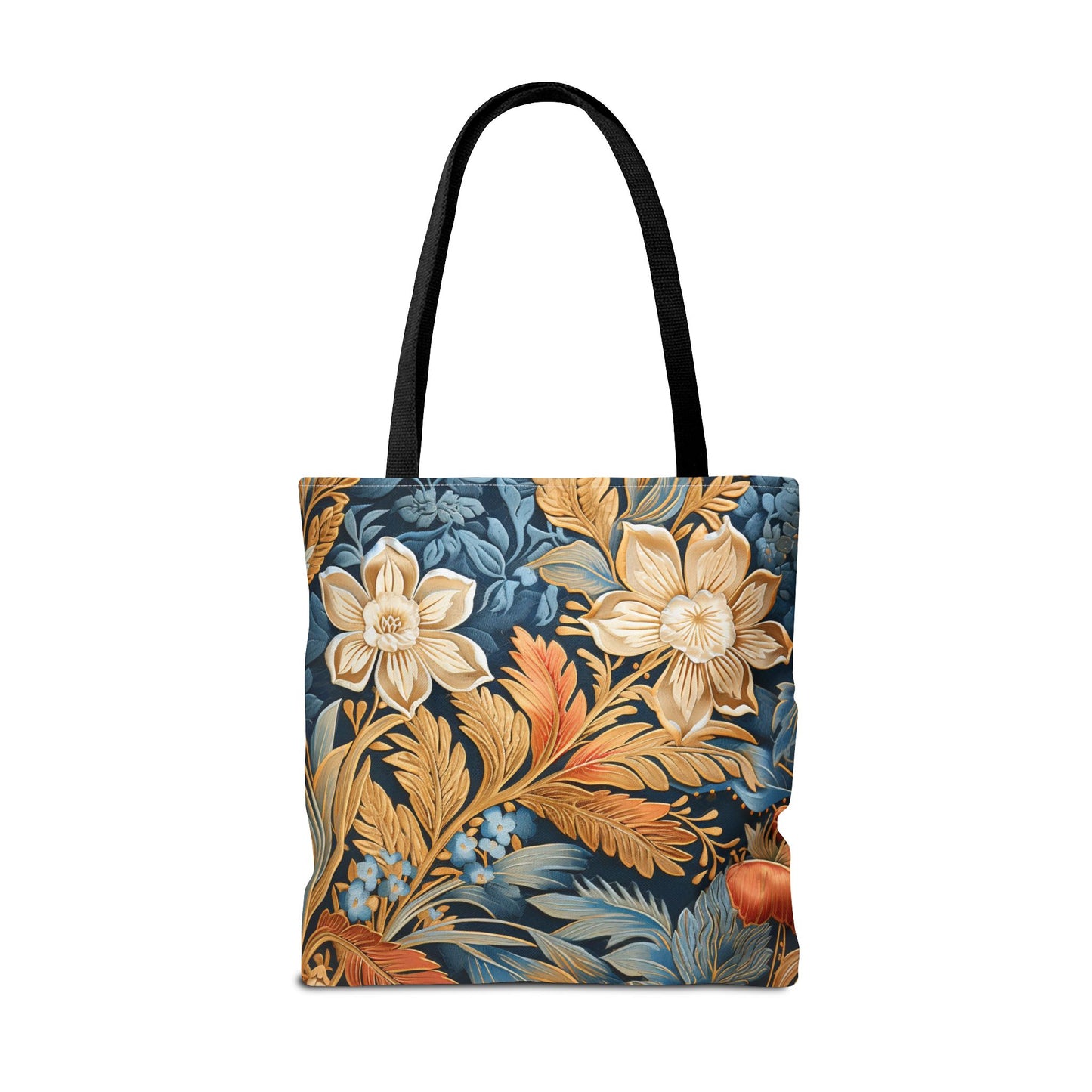 Vintage Floral Canvas Tote Bag, Elegant Eco-Friendly Shopping Bag