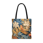 Vintage Floral Canvas Tote Bag, Elegant Eco-Friendly Shopping Bag