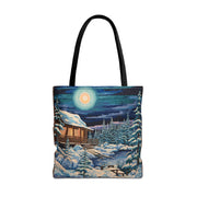 Cozy Winter Cabin Canvas Tote Bag – Eco-Friendly & Nature-Inspired