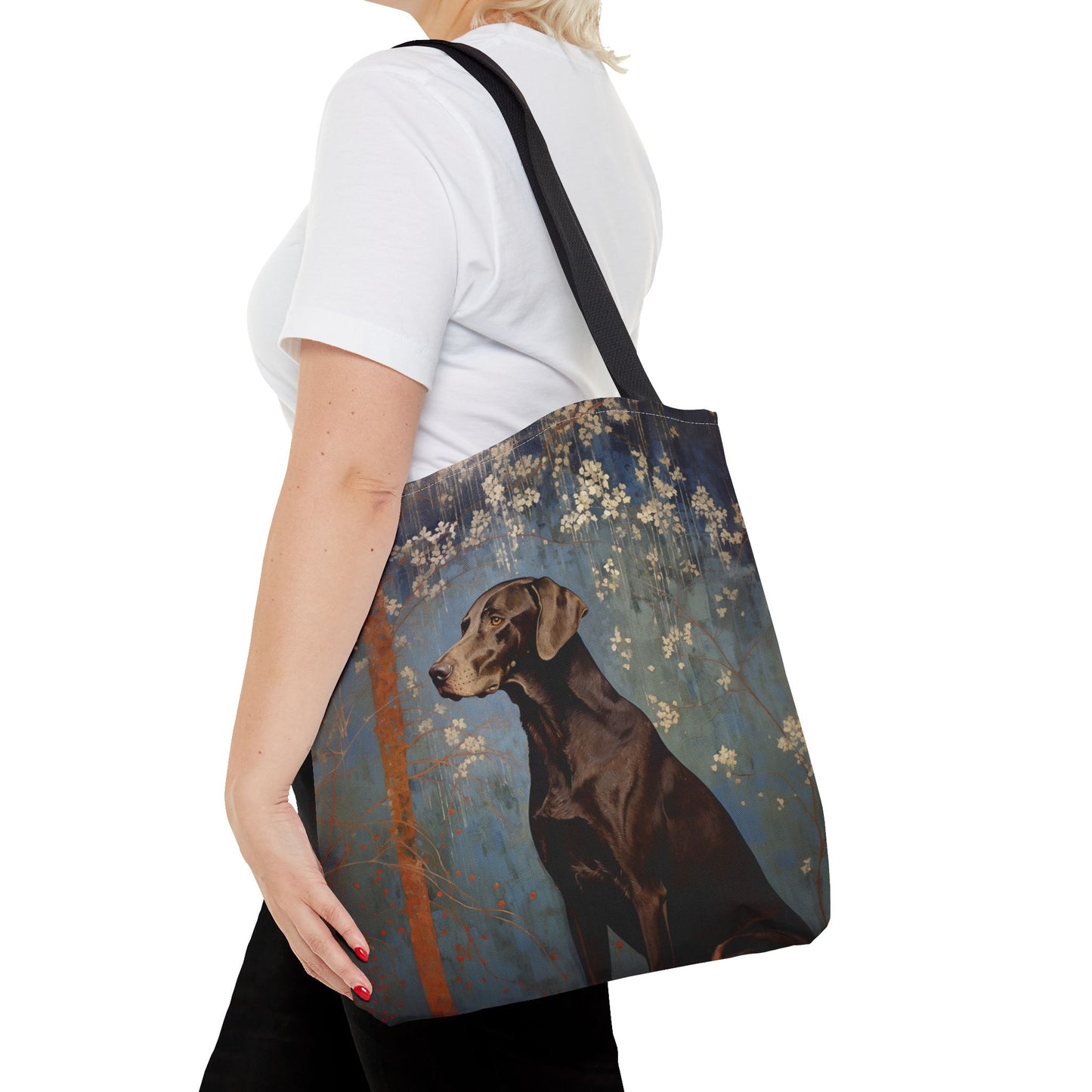 Elegant German Shorthaired Pointer Floral Canvas Tote Bag, Perfect for Dog Lovers