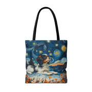 Cavalier King Charles Spaniel Starry Night Canvas Tote Bag, Artistic Gift for Dog Lovers