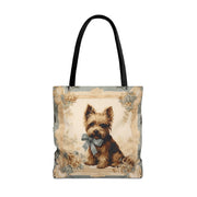 Yorkshire Terrier Elegance Tote Bag, Floral Eco-Friendly Canvas Gift