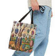 Easter Bunny and Hot Air Balloon Canvas Tote Bag - Eco-Friendly Shopping Companion