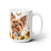 Yorkie Bliss Mug with Sunflowers and Butterflies