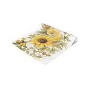 Rustic Sunflower Table Runner | Yellow, Green, and Cream Design (72" or 90")