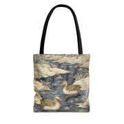 Winter Ducks Scenic Tote Bag, Eco-Friendly Canvas for Nature Lovers