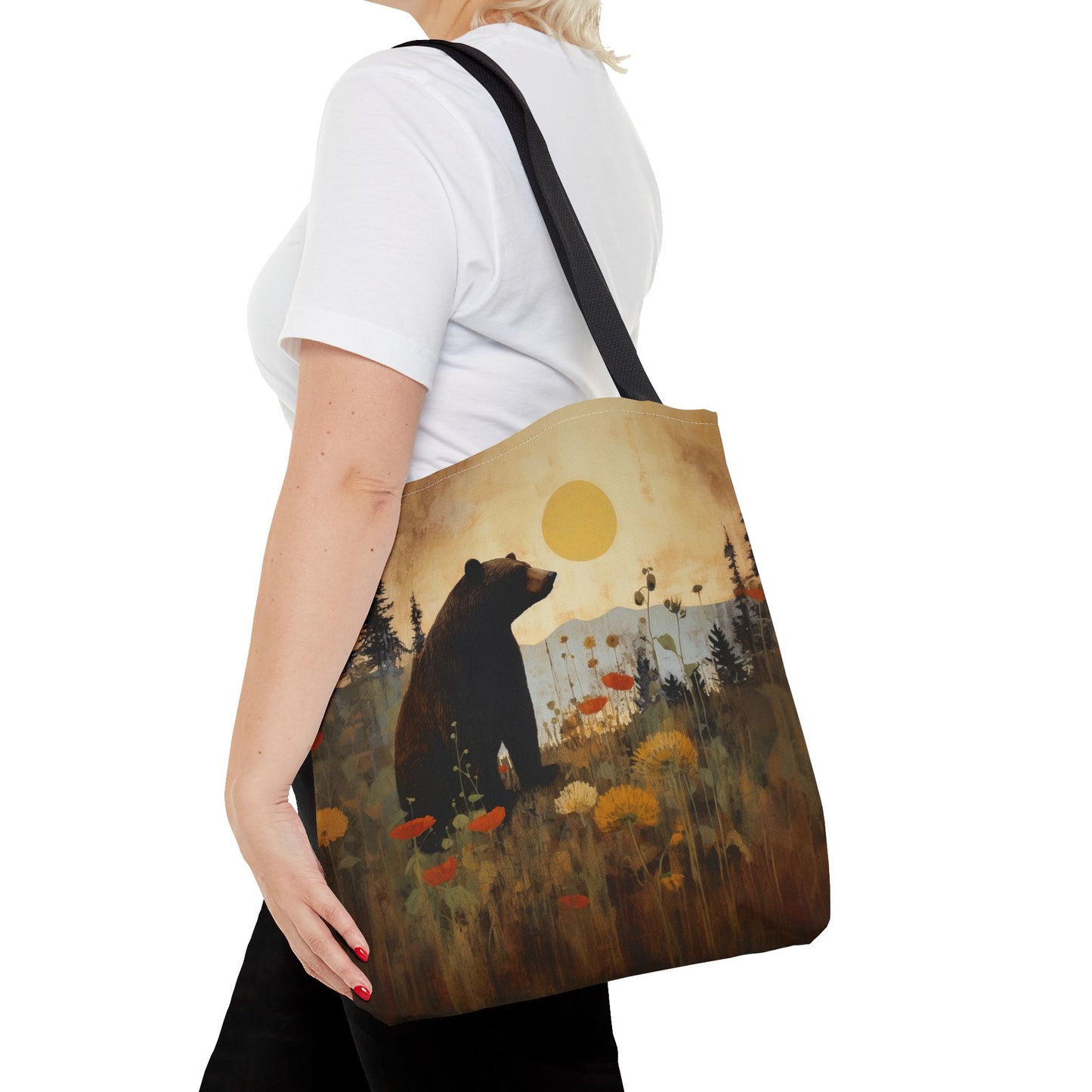 Bear Wilderness Canvas Tote Bag - Rustic Nature-Inspired Eco-Friendly Gift