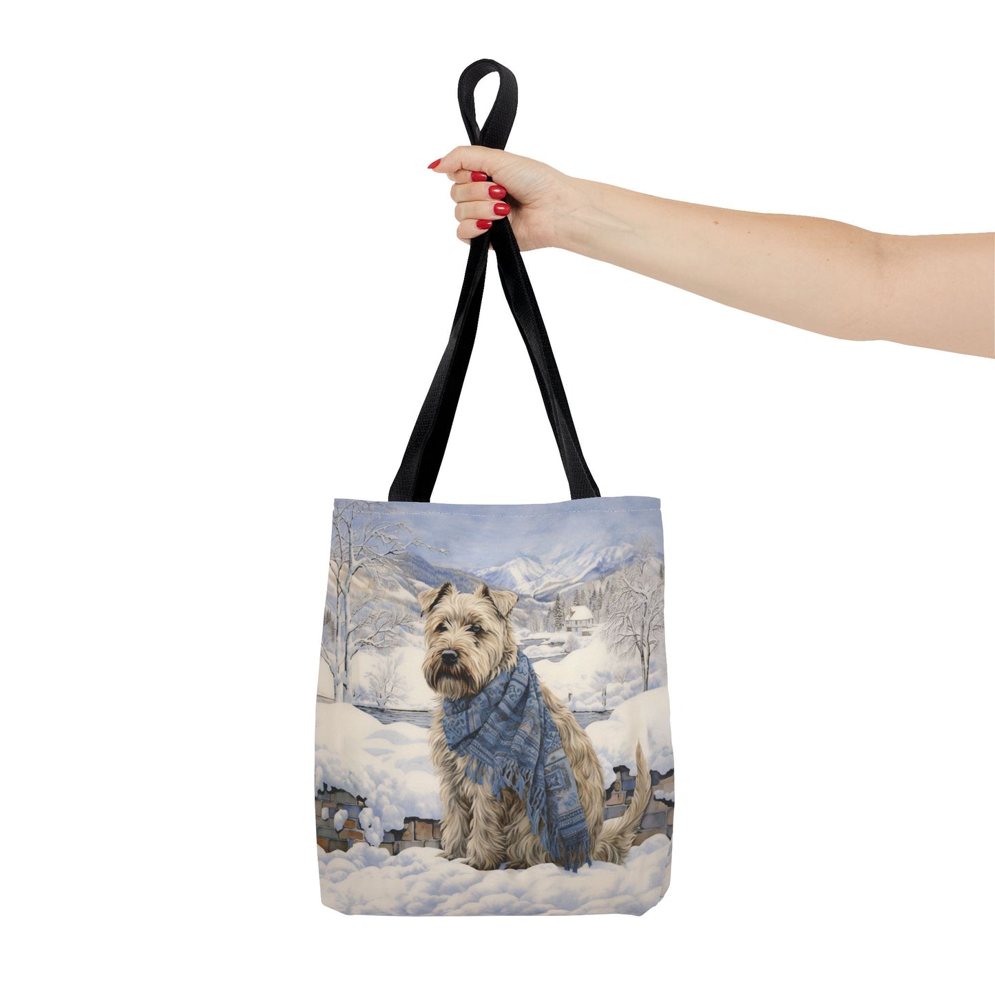 Winter Wheat Terrier Tote Bag, Cozy Winter Scene for Dog Lovers