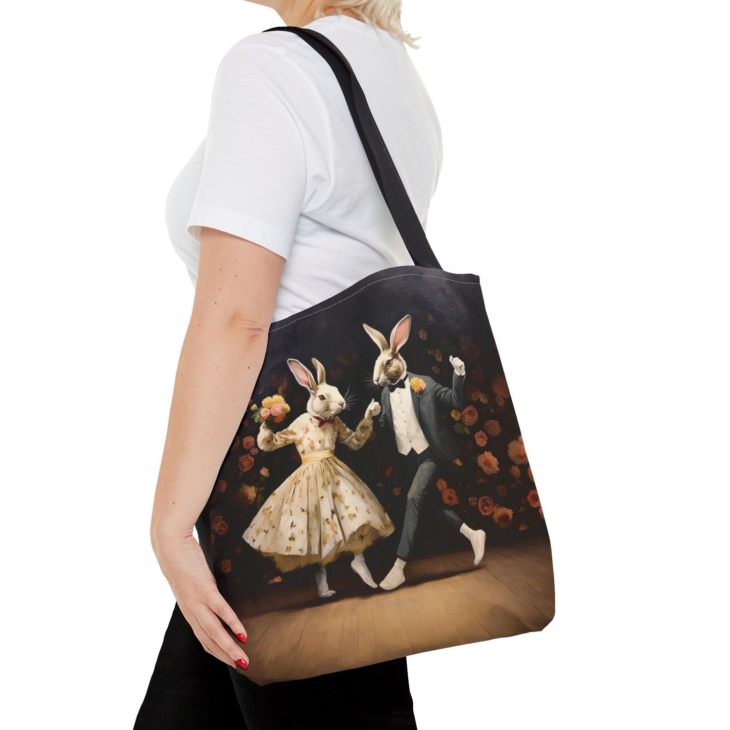 Easter Bunny Dance Tote Bag - Artistic and Eco-Friendly Grocery Bag