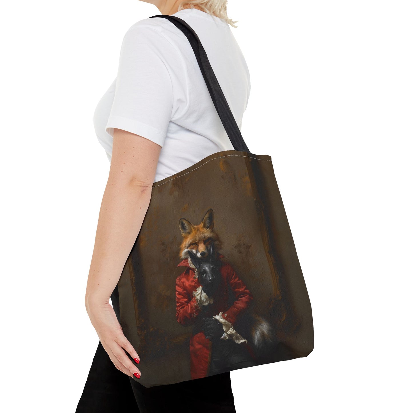 Elegant Red Fox Aristocrat Canvas Tote Bag - Eco-Friendly Animal Lover Gift