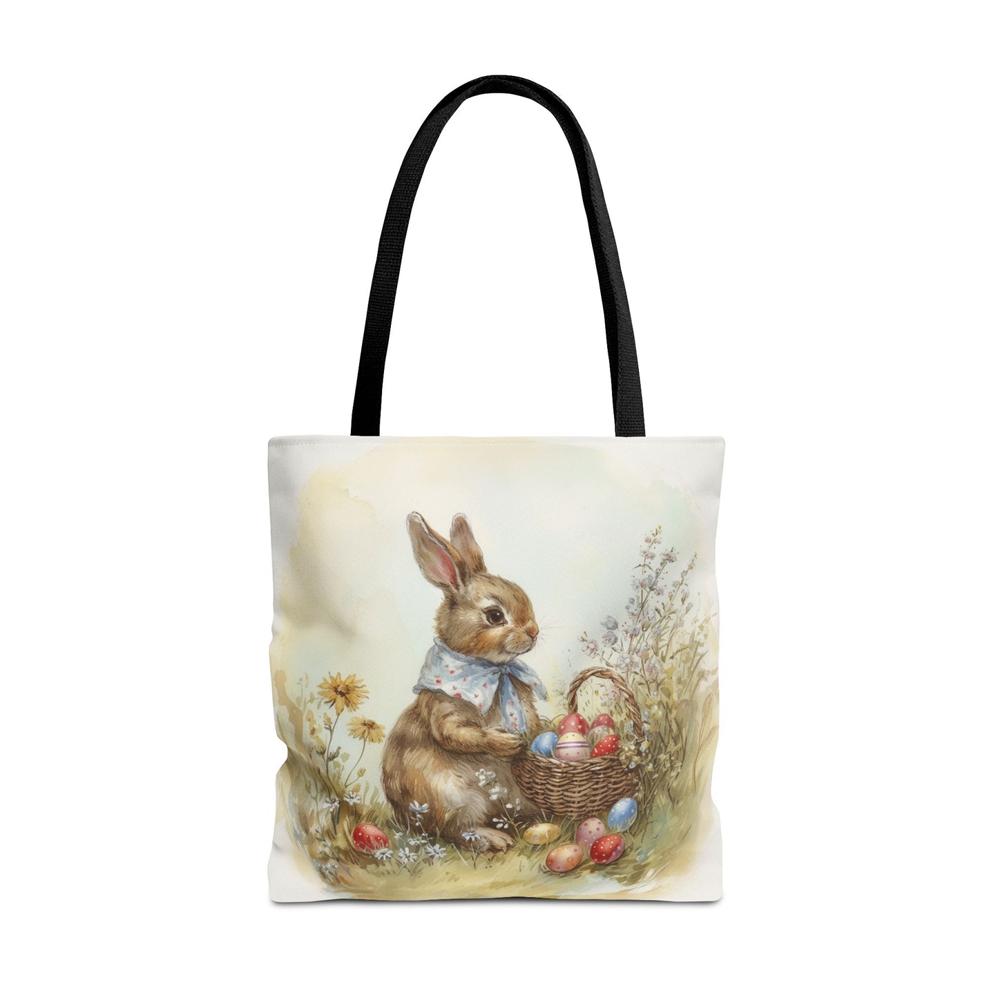 Easter Bunny Tapestry Tote, Spring Canvas Bag for Shopping & Gifts