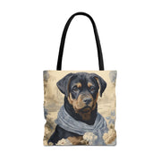 Rottweiler Elegance Tote Bag with Floral and Vintage Charm