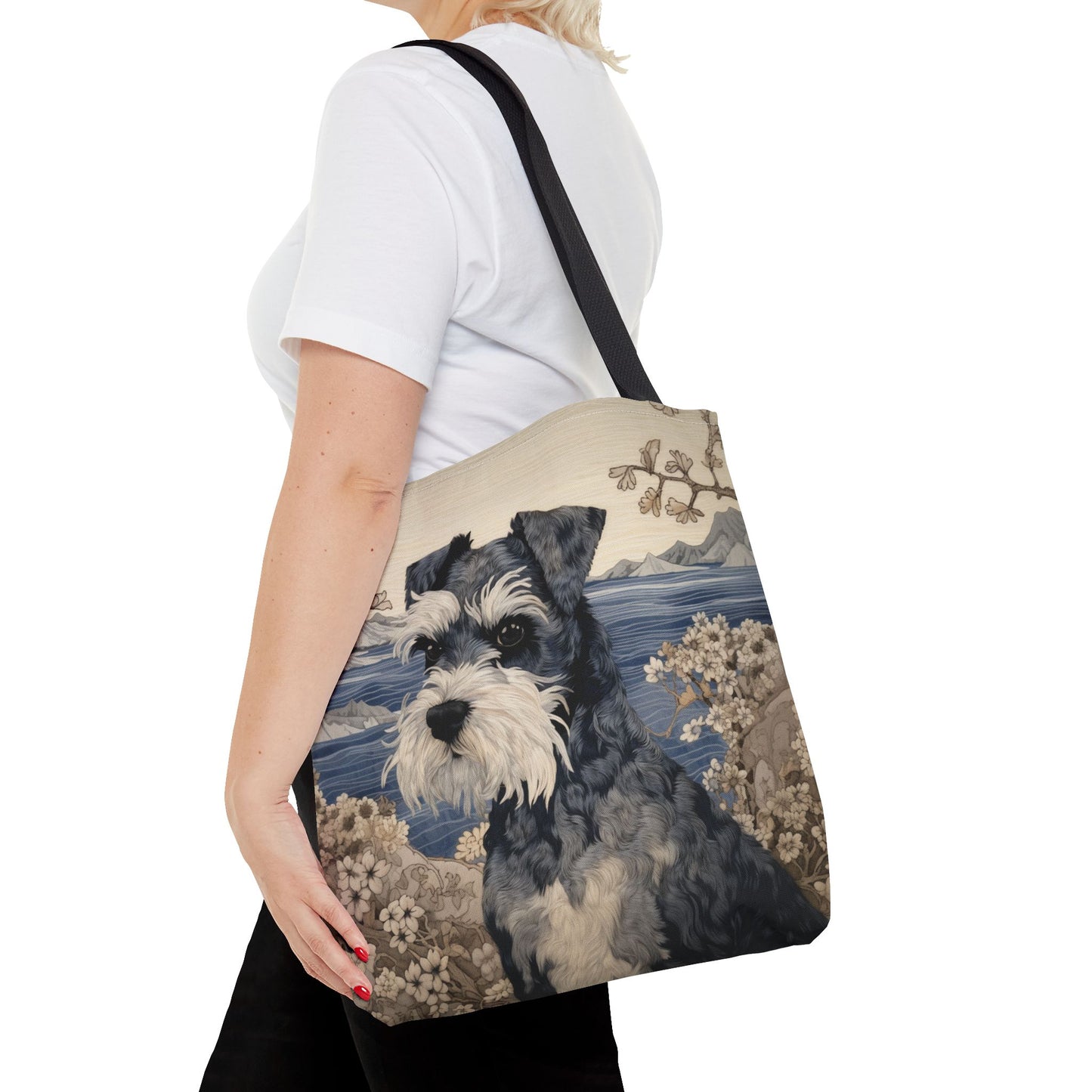 Miniature Schnauzer Coastal Elegance Tote Bag, Eco-Friendly Canvas for Dog Lovers