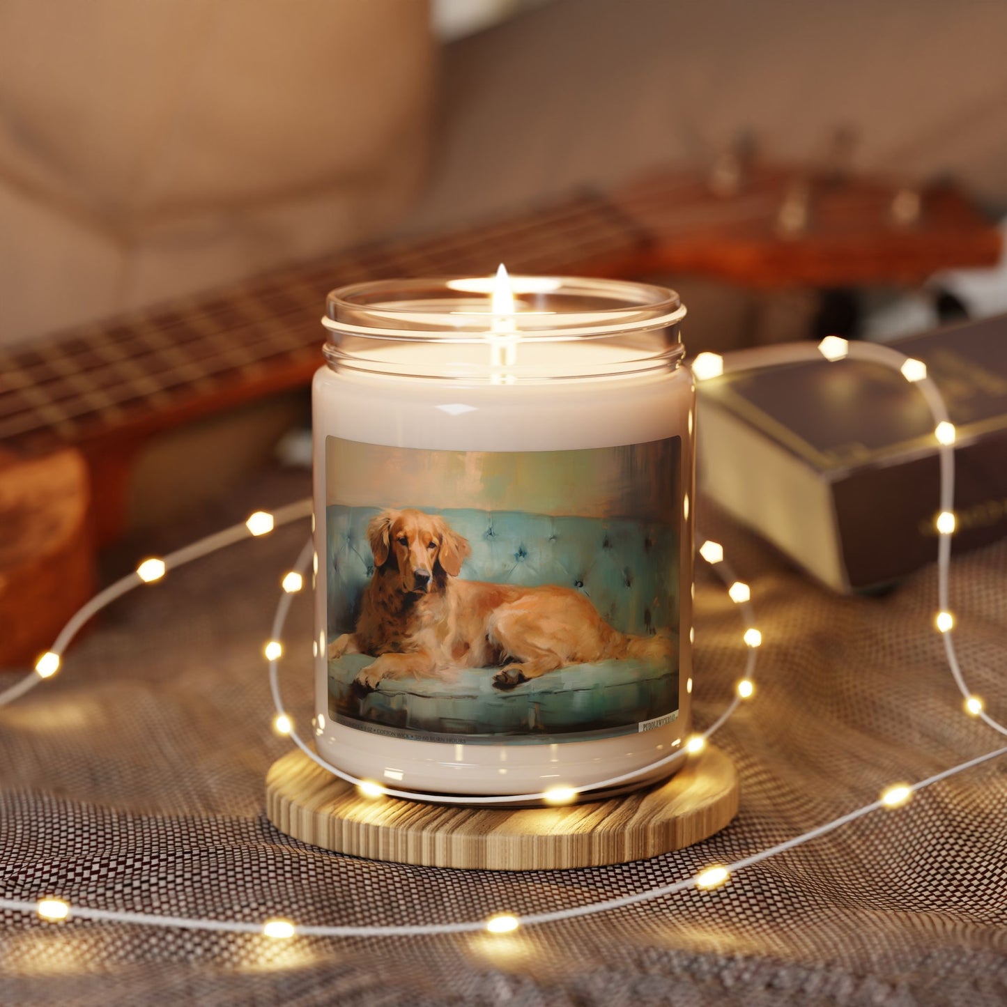 Golden Retriever Candle – Cozy Vintage Art Gift for Pet Lovers