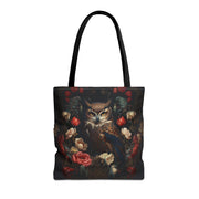 Elegant Owl and Floral Canvas Tote Bag, Eco-Friendly Daily Tote