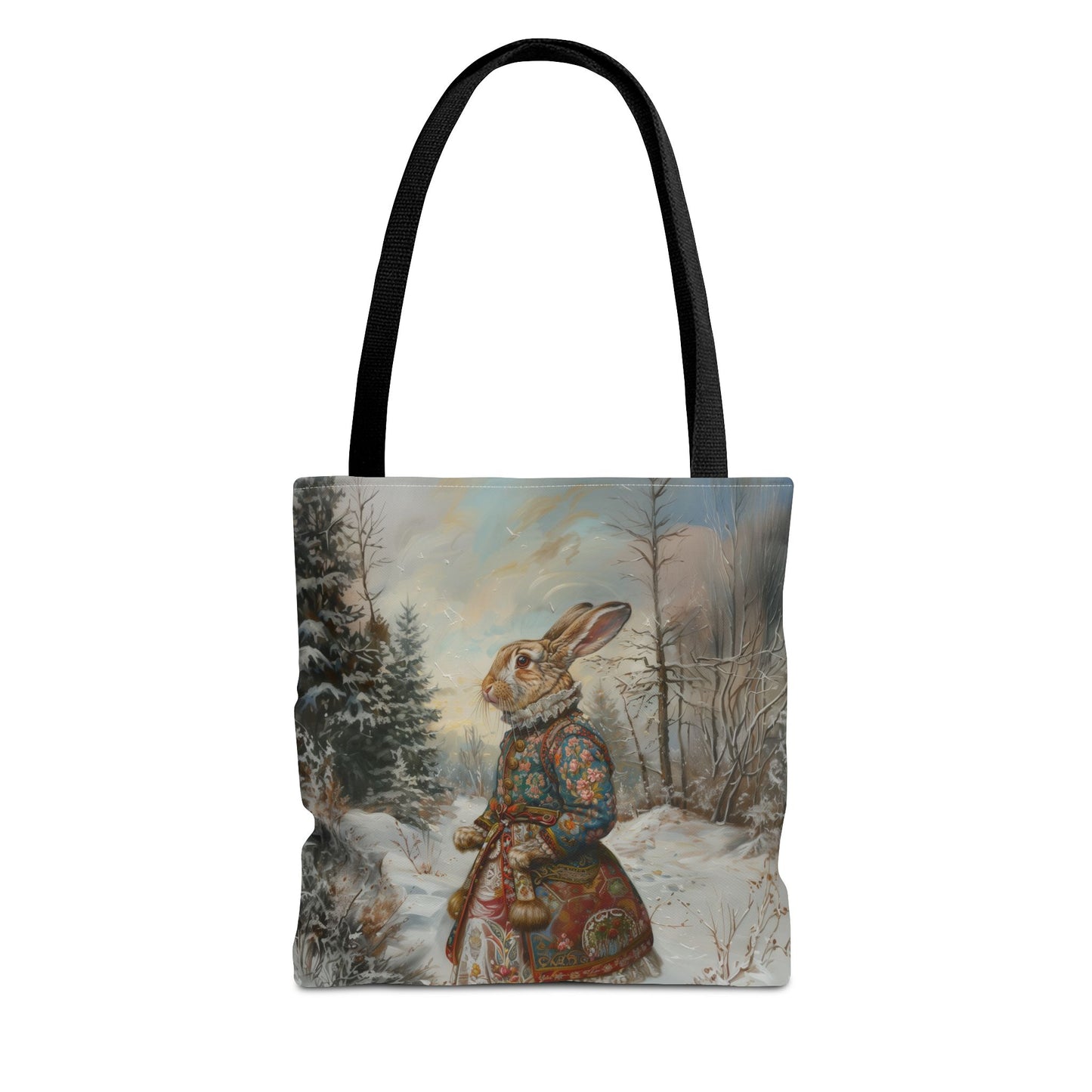 Winter Wonderland Bunny Tote Bag - Artistic Eco-Friendly Canvas Bag