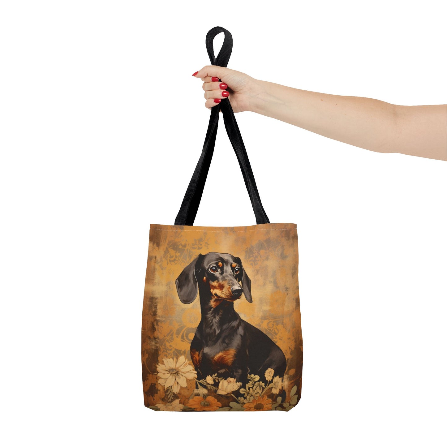 Elegant Dachshund Floral Tote Bag - Rustic Canvas for Dog Lovers