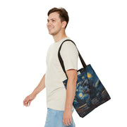 Starry Schnauzer Tote Bag with Van Gogh-Inspired Design