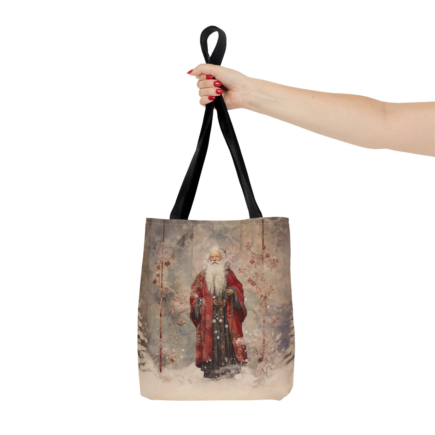 Vintage Santa Claus Canvas Tote Bag - Christmas Market & Gift Shopping Essential