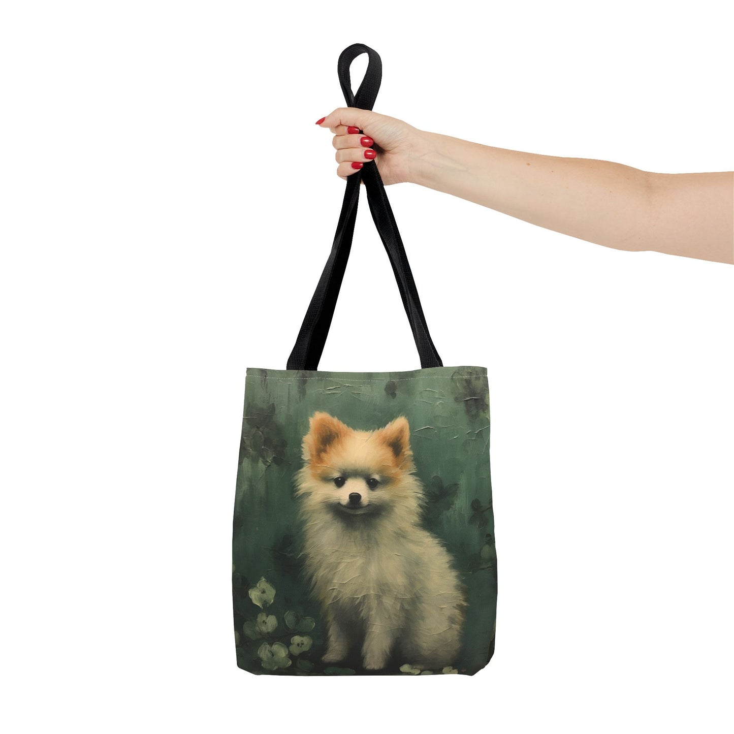 Pomeranian Forest Charm Canvas Tote Bag, Eco-Friendly Dog Lover Gift