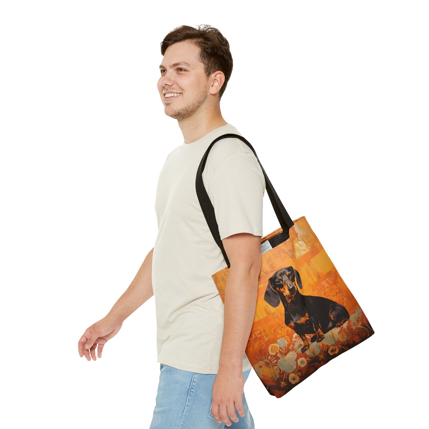 Dachshund Autumn Floral Tote Bag, Eco-Friendly Market Accessory